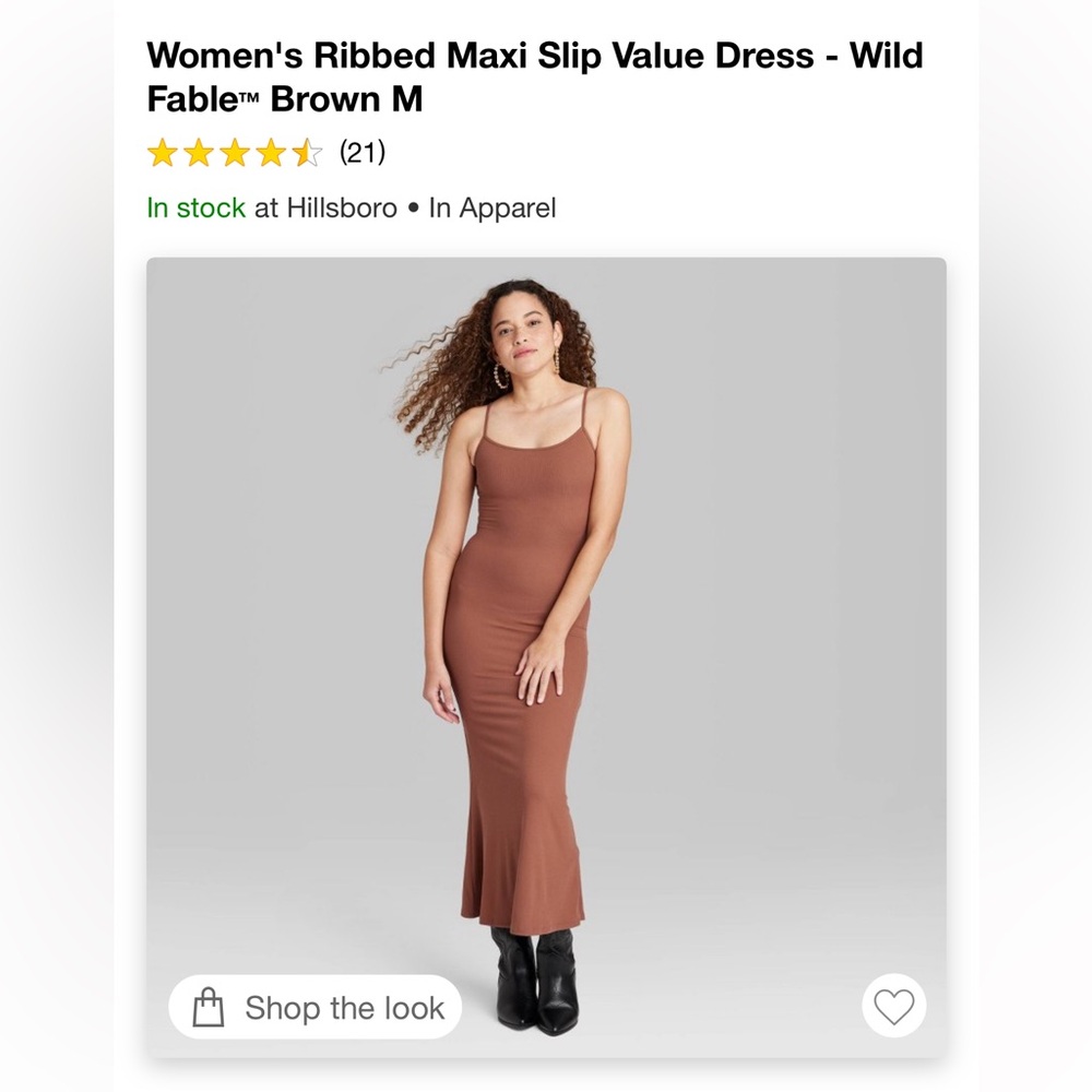 Wild Fable Women’s Ribbed Maxi Slip Value Dress Size M Brown